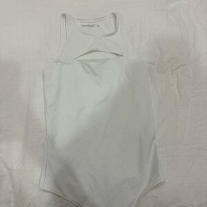 Abercrombie White Cut Out Tank Bodysuit